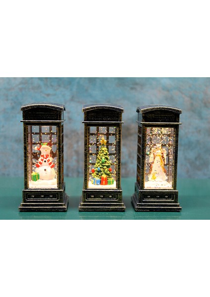 Telefon Kulübeli Işıklı Kar Küresi Siyah Tasarım fiyatları