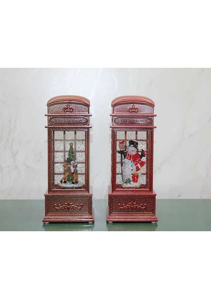 Telefon Kulübesi Tasarımlı Yılbaşı Temalı Işıklı Müzikli Kar Küresi Model 2 fiyatları