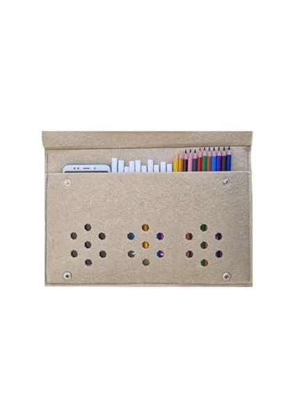 Keçe Kalemlik ve Tablet Organizer Çanta - 4 Bölmeli, A4 Boyut, Çok Amaçlı Defter Boya Düzenleyici Çanta (Açık Kahve) fiyatları