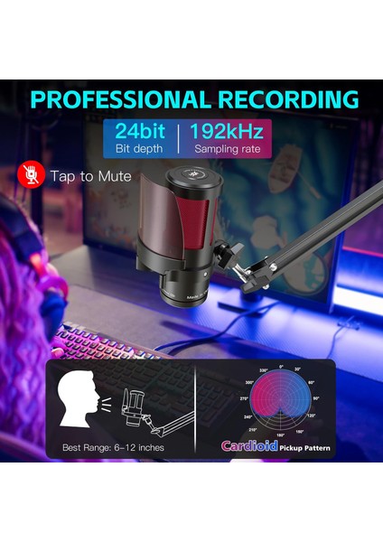 Rgb USB Oyun ve Yayın Mikrofonu – 192KHZ Yüksek Çözünürlüklü Ses, Gürültü Engelleme, Rgb Aydınlatma, Tak & Çalıştır,ps5/4 ile Uyumlu, Ayarlanabilir Kol ve Masa Standı Dahil | KM8S fırsatları