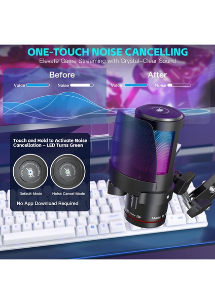 Rgb USB Oyun ve Yayın Mikrofonu – 192KHZ Yüksek Çözünürlüklü Ses, Gürültü Engelleme, Rgb Aydınlatma, Tak & Çalıştır,ps5/4 ile Uyumlu, Ayarlanabilir Kol ve Masa Standı Dahil | KM8S indirimleri