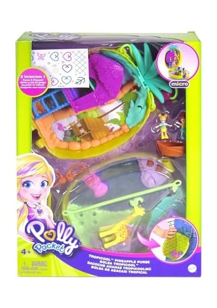 Pocket Tropikal Eğlence Giyilebilir Kompakt Ananas Çanta, 8 Eğlenceli Özellik Içeren Kompakt Set, Minik Polly ve Lila Bebekler, 2 Aksesuar ve Çıkartma Sayfası; 4 Yaş ve Üzeri Için, GKJ64 fiyatları
