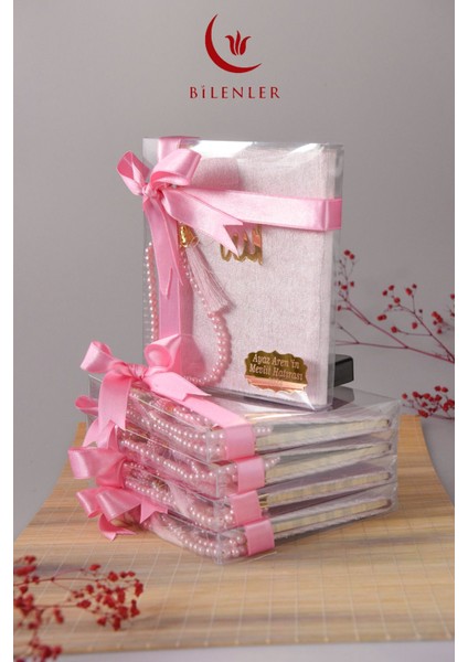 Kutulu Kadife Yasin ve Tesbih Seti 1 Adet- Pembe