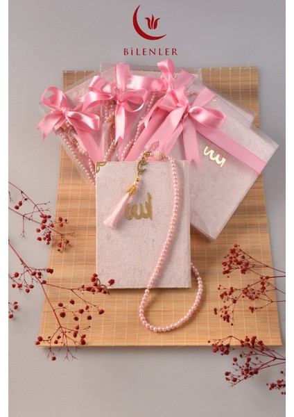 Kutulu Kadife Yasin ve Tesbih Seti 1 Adet- Pembe modelleri