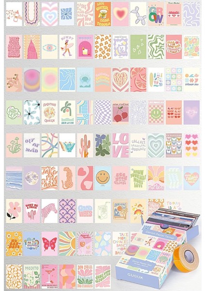 Danish Pastel Temalı 90 Adet Duvar Poster Seti, Özel Tasarım Kutulu, Oda Dekoru (GGK-K014)