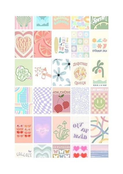 Danish Pastel Temalı 90 Adet Duvar Poster Seti, Özel Tasarım Kutulu, Oda Dekoru (GGK-K014) modelleri