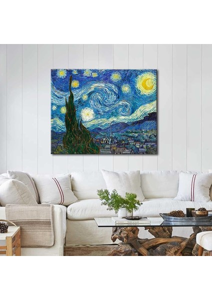 Vincent Van Gogh Yıldızlı Gece Kanvas Tablo (48 x 60 Cm)