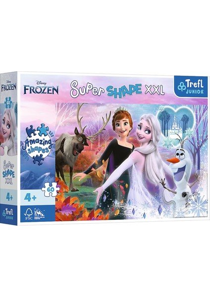 50010 60 Xxl Super Shape Çılgın Şekil Yapbozlar, Büyük Parçalar, Renkli Yapbozlar, Masal Karakterleri, 4 Yaşından Büyük Çocuklar Için Eğlence, Frozen, Dans Eden Kız Kardeşler