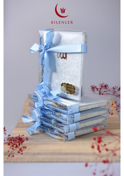 Kutulu Kadife Yasin ve Tesbih Seti 1 Adet- Mavi