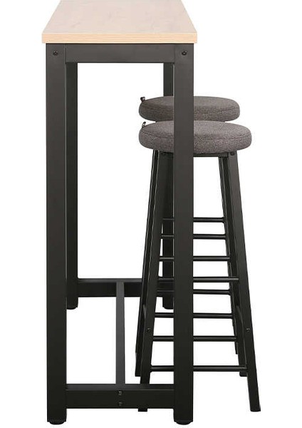 High-Rise 2 Tabureli Yüksek Ayaklı Yemek Masası - Ceviz/ Siyah 120X40X100 fırsatları