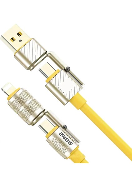 240W 4 In 1 USB C - Lightning Pd Quickcharge 2 mt Telefon Tablet Notebook Silikon Metal Hızlı Şarj Kablosu CDG-CNV89 fiyatları