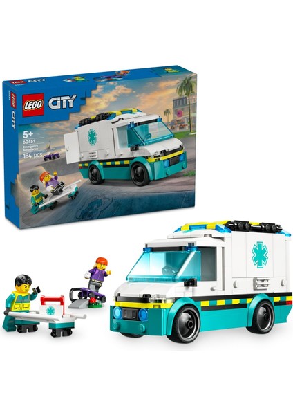 City Acil Yardım Ambulansı 60451 - Model Araç Seven 5 Yaş Üzeri Çocuklar Için Yaratıcı Oyuncak Yapım Seti, Doğum Günü Hediyesi (184 Parça)