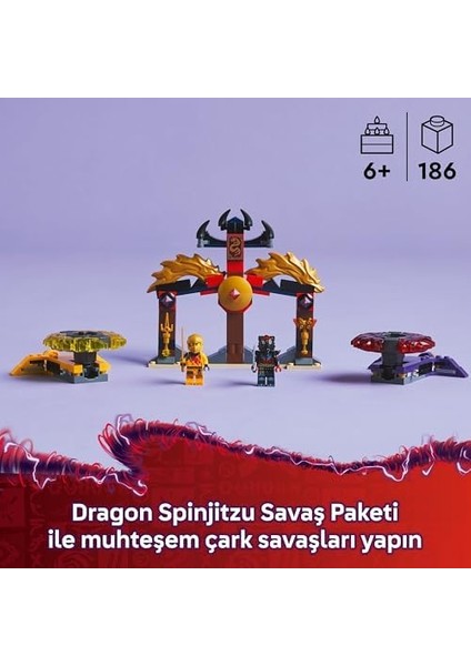 Ejderha Spinjitzu Savaş Paketi 71826-6 Yaş ve Üzeri Çocuklar Için 2 Ninja Minifigürü Içeren Yaratıcı Oyuncak Yapım Seti, Doğum Günü Hediyesi (186 Parça) modelleri