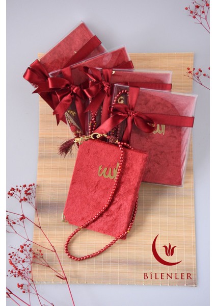 Kutulu Kadife Yasin ve Tesbih Seti 1 Adet- Kırmızı fırsatları