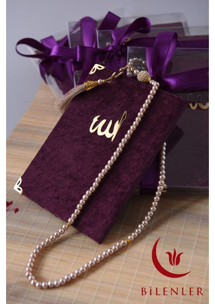 Kutulu Kadife Yasin ve Tesbih Seti 1 Adet -Mor fırsatları