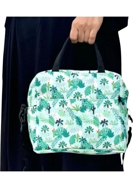 6776 Yaprak Baskılı Termal Yemek Taşıma Çantası / 26 cm x 22 cm - 4.5 Litre modelleri