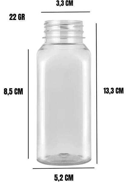 5 Adet Smoothie Detoks Şişesi Şeffaf Plastik Sızdırmaz Kapak Köşeli Meyve Suyu Şişesi 250 ml