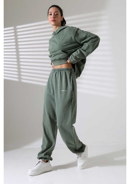 Kadın Yeşil Kapüşonlu Sweatshirt Eşofman Takımı MSC313 fırsatları