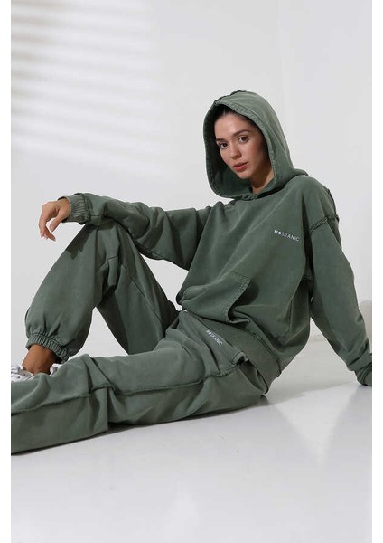 Kadın Yeşil Kapüşonlu Sweatshirt Eşofman Takımı MSC313 indirimleri