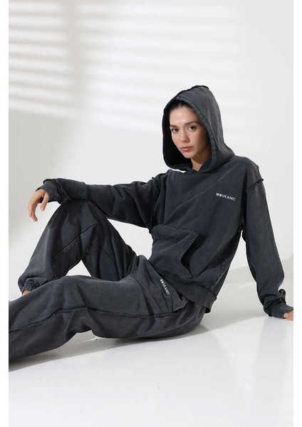 Kadın Soft Siyah Kapüşonlu Sweatshirt Eşofman Takımı MSC313 indirimleri