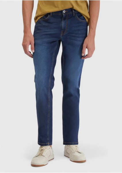 Lacivert Düz Slim Fit Denim Pamuk Karışımlı Pantolon fiyatları