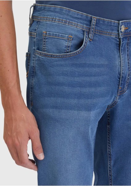 Mavi Düz Slim Fit Denim Pamuk Karışımlı Pantolon modelleri
