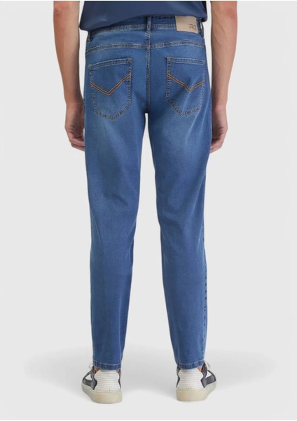 Mavi Düz Slim Fit Denim Pamuk Karışımlı Pantolon fırsatları