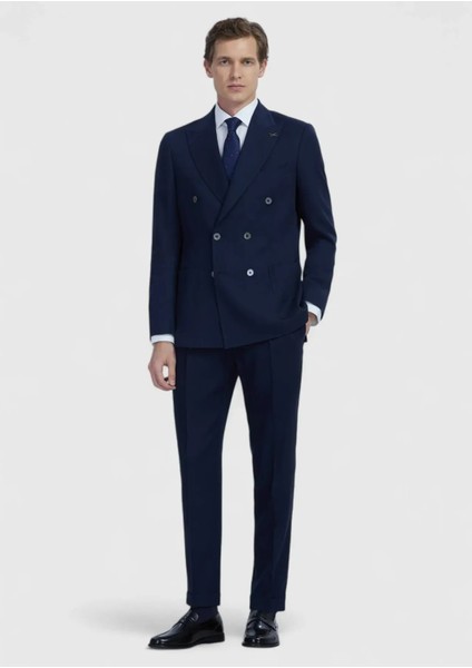 Lacivert Düz Zeroweight Slim Fit Yün Karışımlı Takım Elbise fiyatları