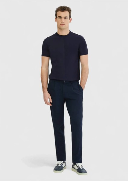 Lacivert Bisiklet Yaka Jakarlı Triko fiyatları