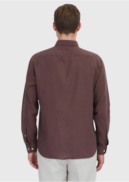 Kiremit Düz Casual Fit Dokuma Casual Pamuk Karışımlı Gömlek indirimleri