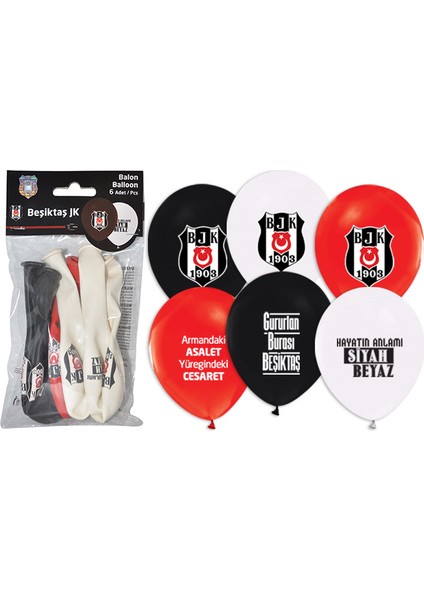 Helyuma Uyumlu Beşiktaş Baskılı Balon Beşiktaş Temalı Doğum Günü Balonu 12 Inch 6 Adet