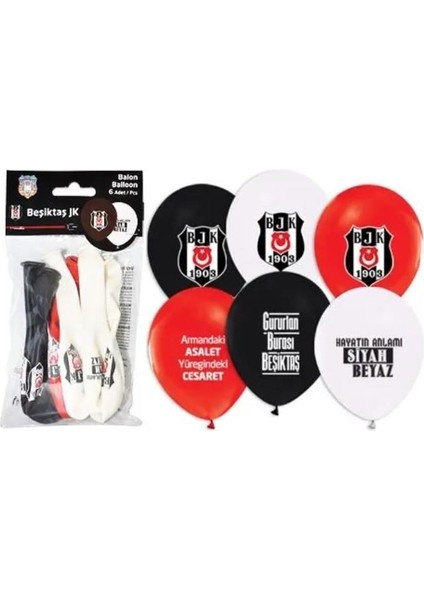 Helyuma Uyumlu Beşiktaş Baskılı Balon Beşiktaş Temalı Doğum Günü Balonu 12 Inch 6 Adet modelleri