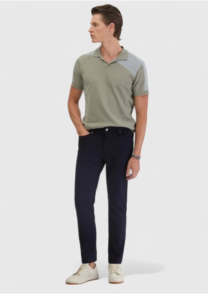 Lacivert Düz Örme Slim Fit Casual Pantolon