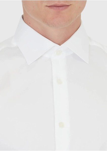 Beyaz Düz Slim Fit Dokuma Klasik %100 Pamuk Gömlek indirimleri