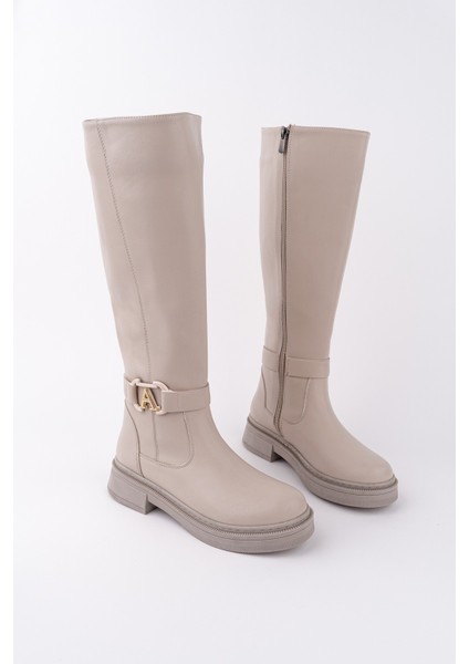 Aventra Kemer ve Toka Detaylı Fermuarlı Kadın Çizme
