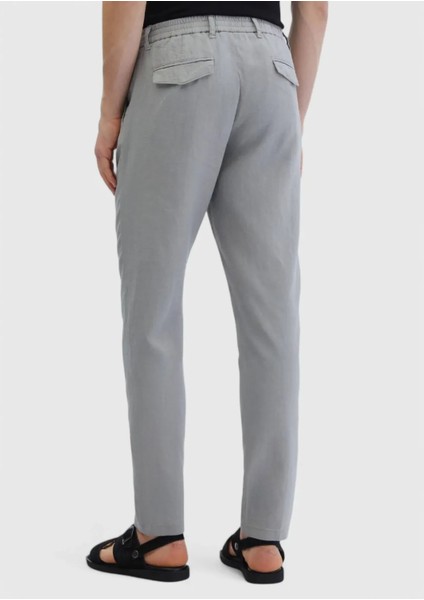 Gri Düz Dokuma Jogging Fit Casual %100 Keten Pantolon indirimleri