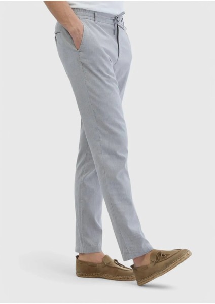 Gri Çizgili Dokuma Jogging Fit Casual Pamuk Karışımlı Pantolon modelleri