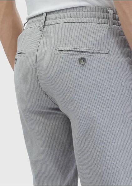 Gri Çizgili Dokuma Jogging Fit Casual Pamuk Karışımlı Pantolon indirimleri