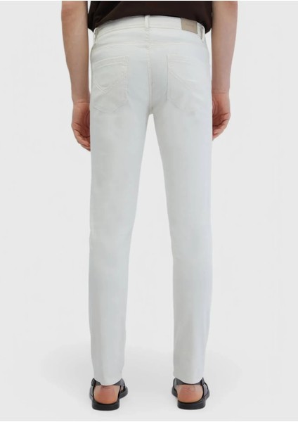 Ekru Düz Dokuma Slim Fit Casual Pamuk Karışımlı Pantolon indirimleri