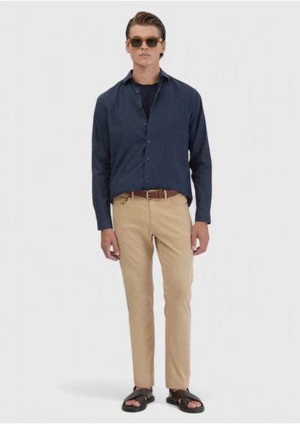 Lacivert Baskılı Casual Fit Dokuma Casual %100 Pamuk Gömlek fiyatları