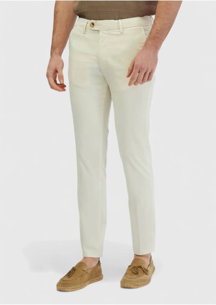 Ekru Düz Dokuma Regular Fit Casual Pantolon modelleri