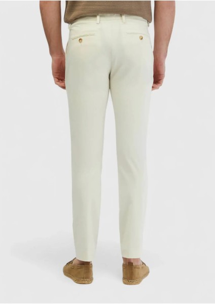 Ekru Düz Dokuma Regular Fit Casual Pantolon indirimleri