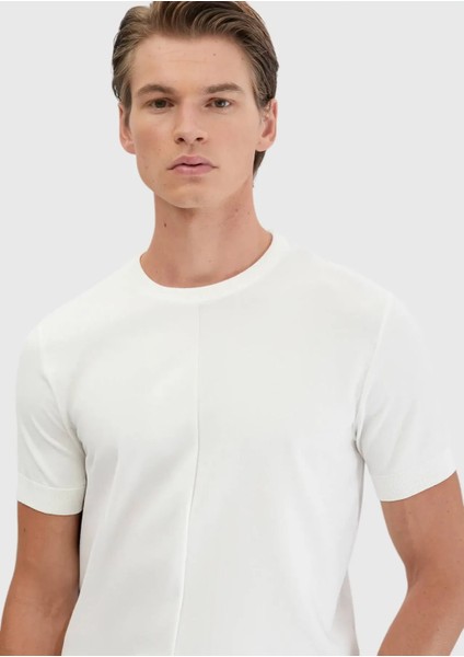 Ekru Bisiklet Yaka Jakarlı Triko modelleri