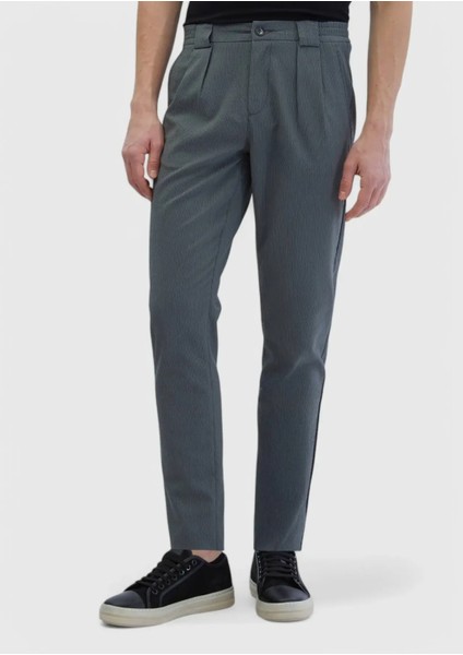 Haki Çizgili Dokuma Jogging Fit Casual Pantolon modelleri