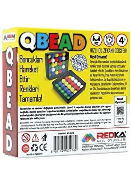 Qbead Eğlenceli Renkli Boncuklarla Hızlı Düşünme Geliştirici 4 Kişilik Oyun Seti