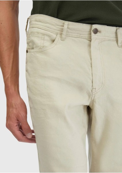 Bej Düz Dokuma Slim Fit Casual Keten Karışımlı Pantolon modelleri