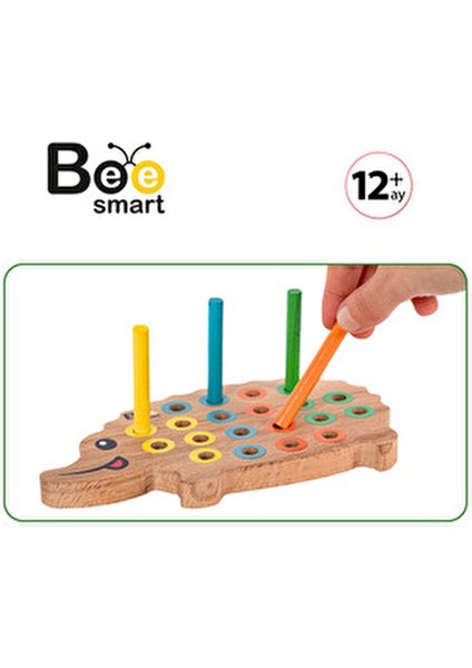 Kirpi Bul Tak Ahşap Oyun 20 Adet Renkli Dikenlerle Zeka ve Strateji Geliştirici