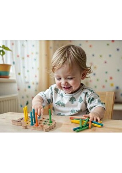 Kirpi Bul Tak Ahşap Oyun 20 Adet Renkli Dikenlerle Zeka ve Strateji Geliştirici