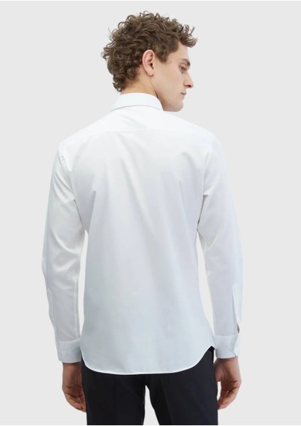 Beyaz Düz Slim Fit Dokuma Klasik %100 Pamuk Gömlek fırsatları