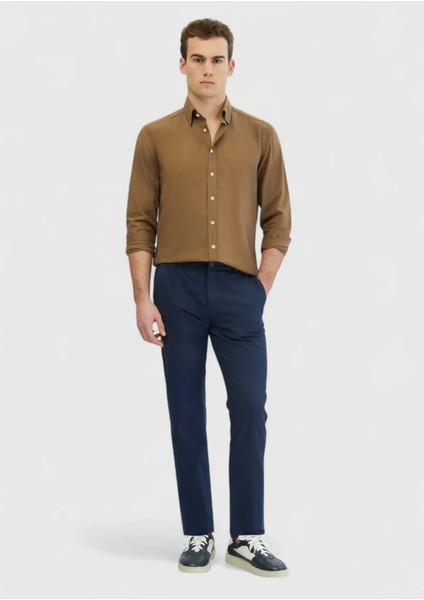 Vizon Düz Casual Fit Dokuma Casual %100 Pamuk Gömlek